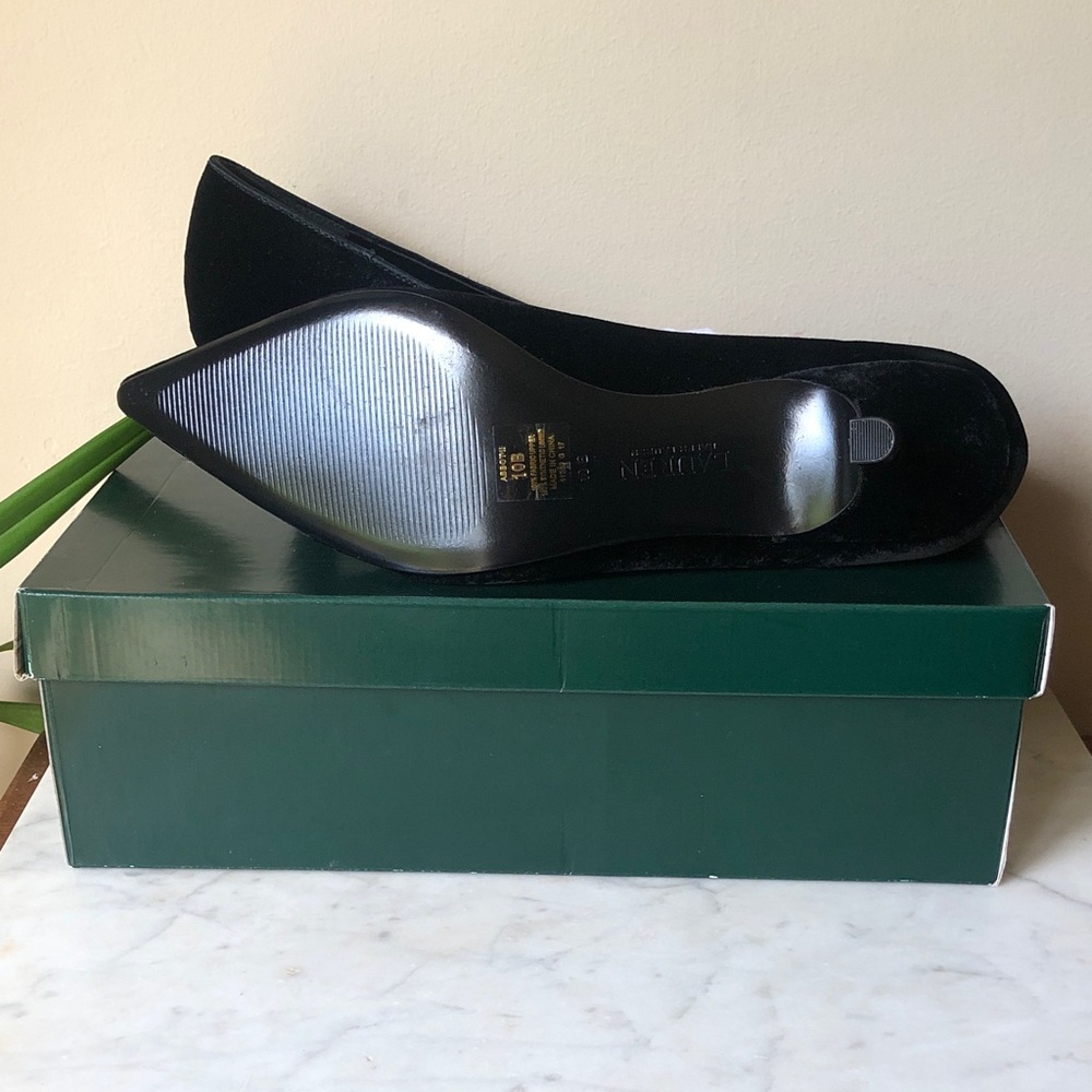 Lauren Ralph Lauren Black Velvet Kitten Heel Pumps - Picture 6 of 6